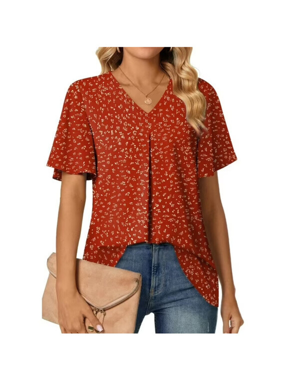 Fantaslook Women's V Neck Floral Blouse Top Casual Work XL